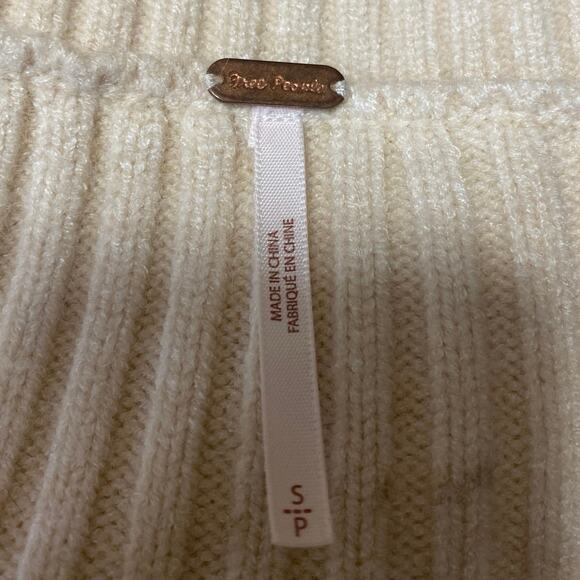 Free People Emmaline Beige Long Sleeve Cable Knit Cutout Mini Sweater Dress S - Picture 5 of 6